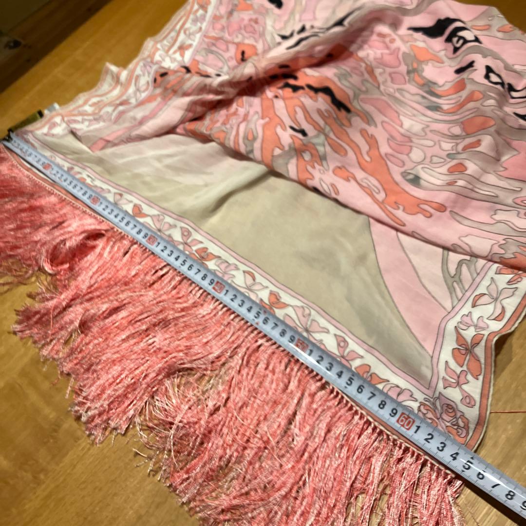 大判ストール　EMILIO PUCCI ピンク フリンジ ストール