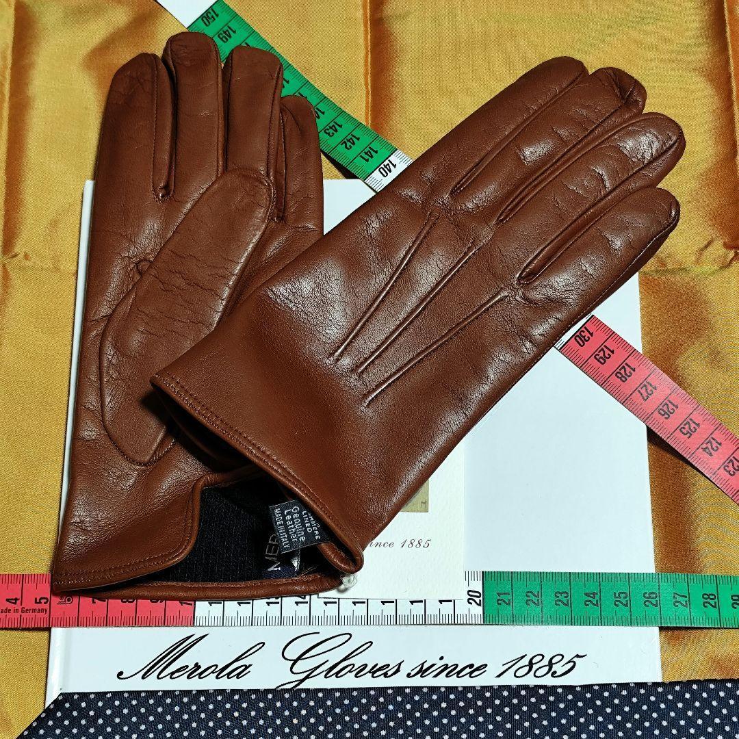 値下げ メローラ ナッパ コロニアル色 カシミア黒 革手袋グローブ MEROLA