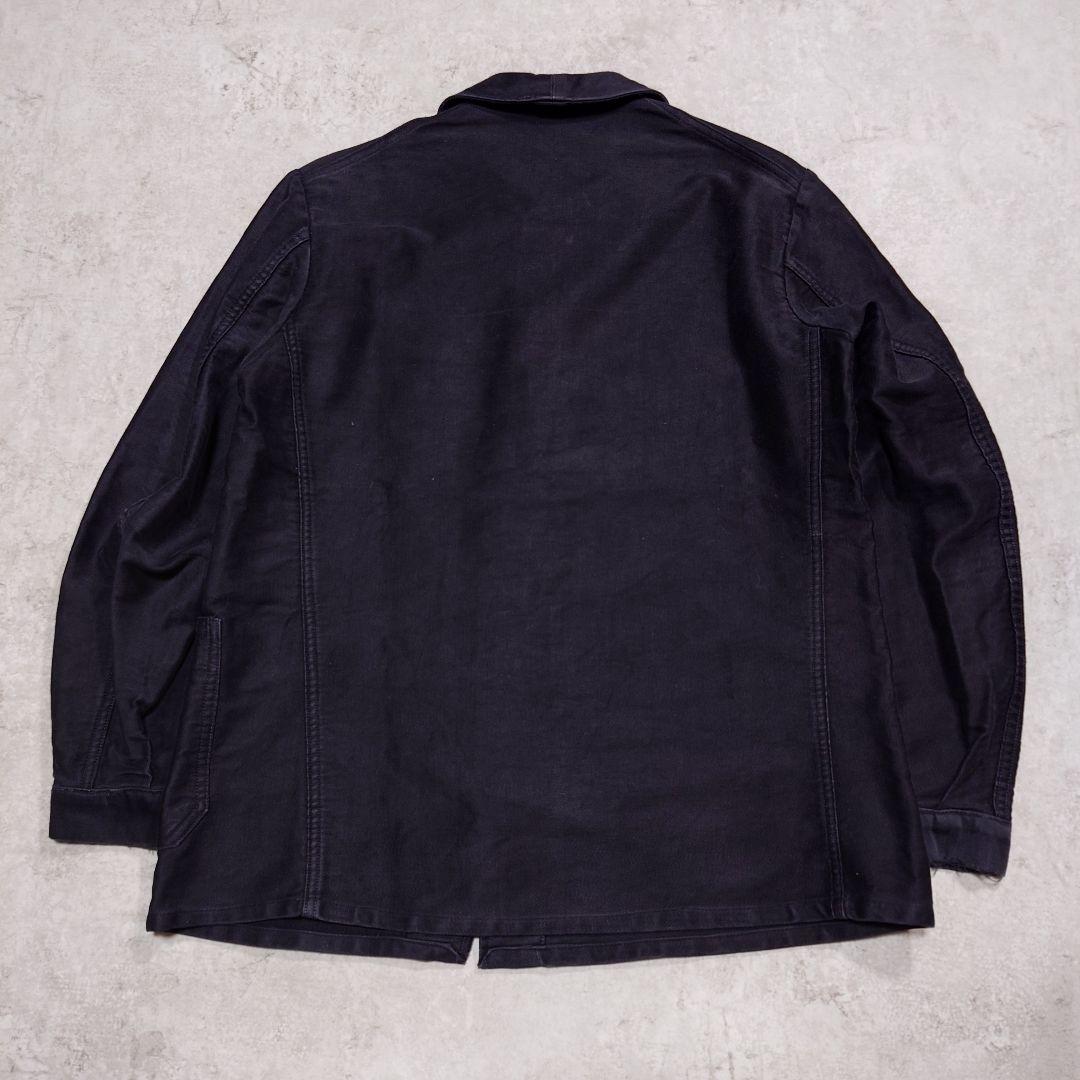 40s 50s France Vintage ブラックモールスキンジャケット