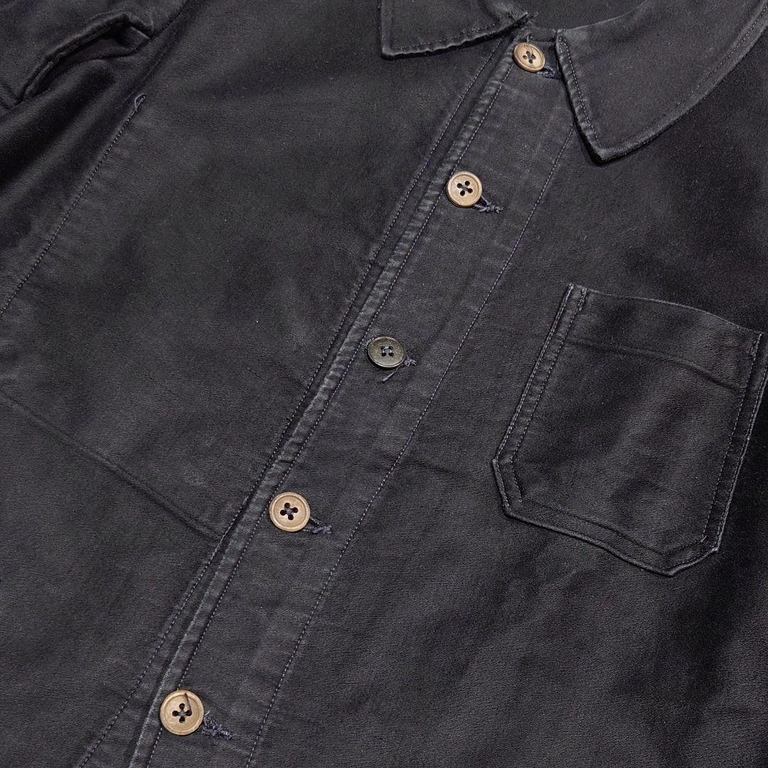 40s 50s France Vintage ブラックモールスキンジャケット