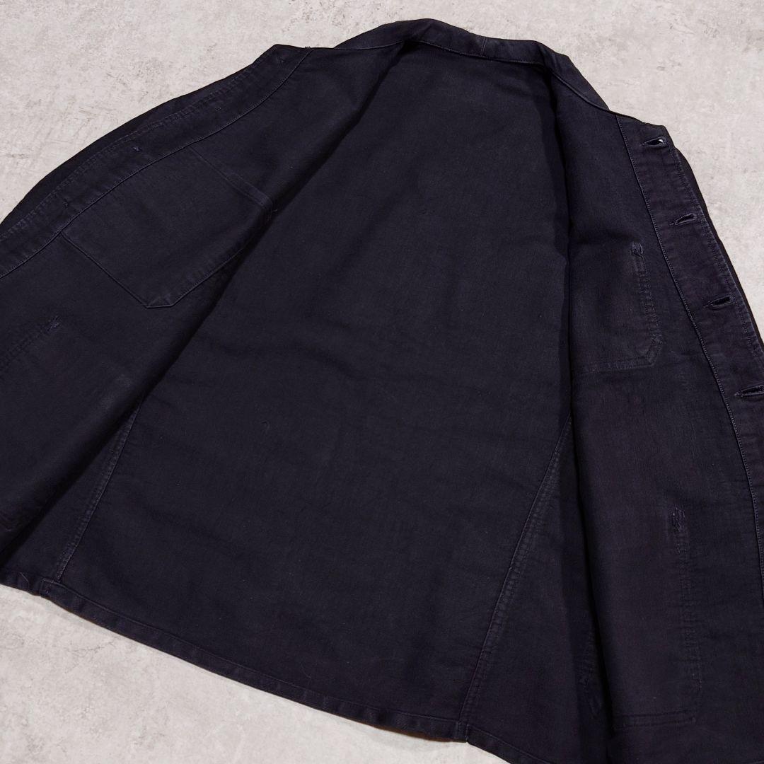 40s 50s France Vintage ブラックモールスキンジャケット