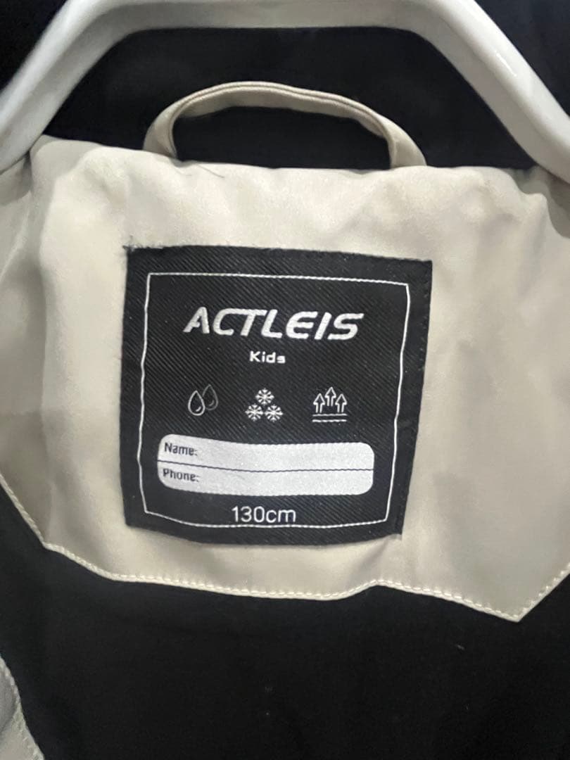 ACTLEIS 子ども用スキーウェア 130cm アイボリー/ブラック