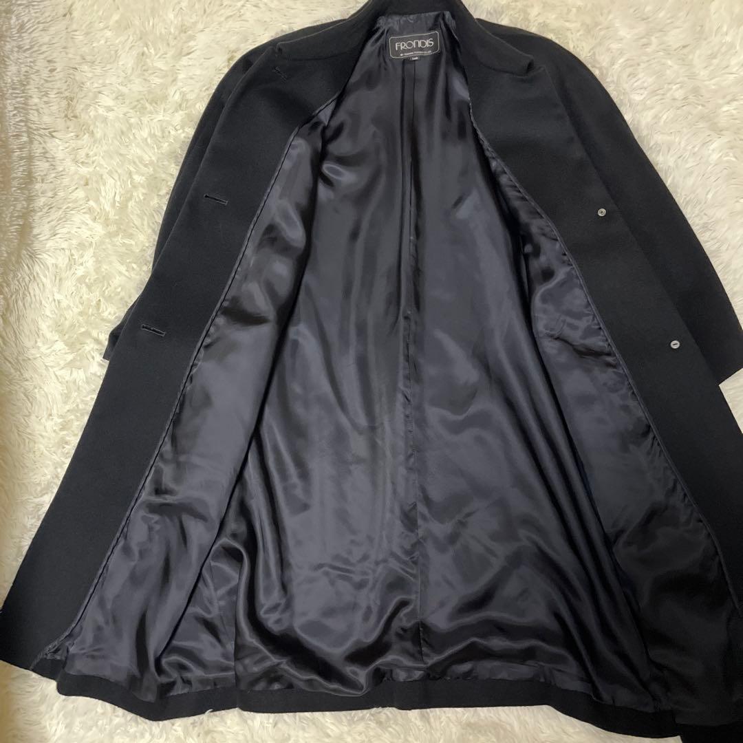 極上✨カシミヤ100% ロングコート ラグラン 黒 マキシ丈 L相当