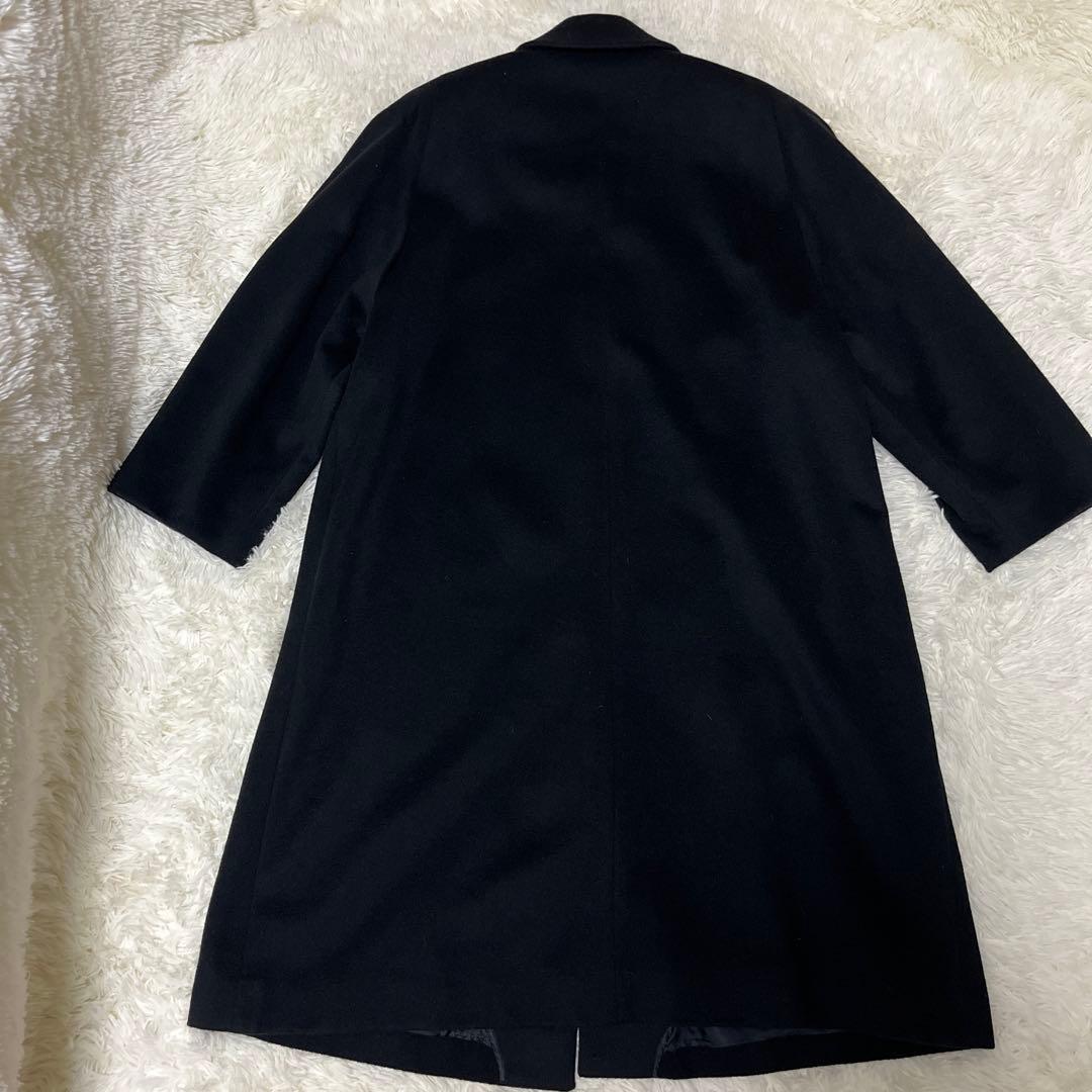 極上✨カシミヤ100% ロングコート ラグラン 黒 マキシ丈 L相当