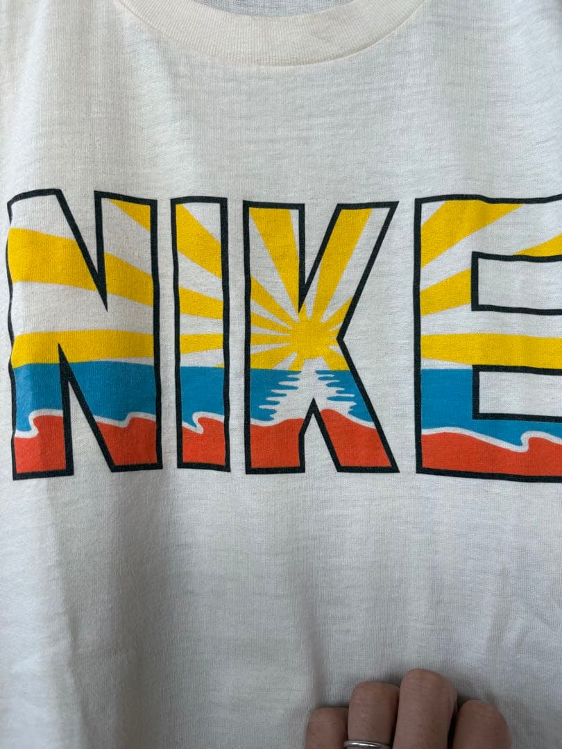 激レア！オンブック80s紺タグカマボコナイキTシャツ日の出nikeオレンジタグ
