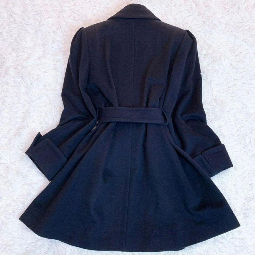【美品】イヴ・サンローラン　カシミア混　ベルテッド　ロングコート　金ボタン　34