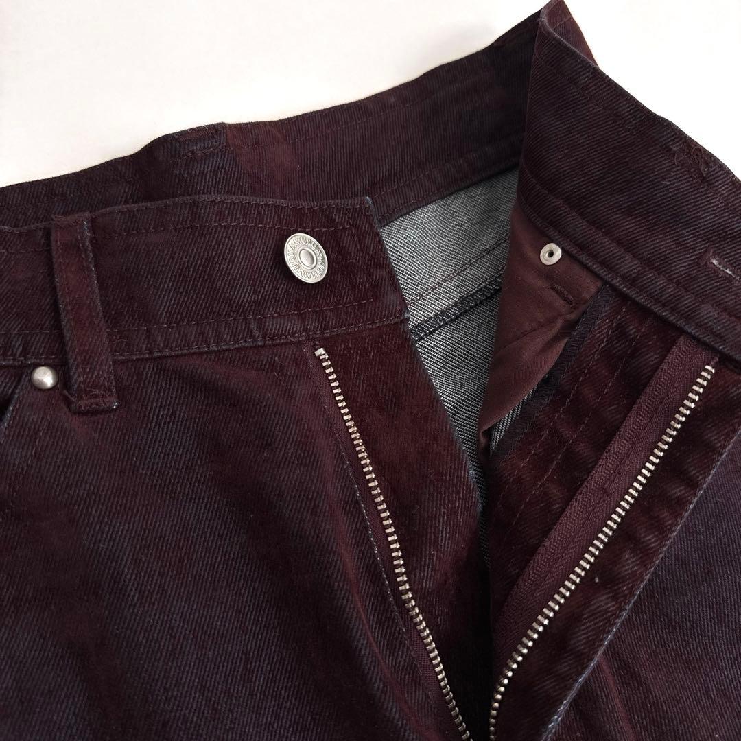 美品 MURUA フロッキーバレルレッグデニムパンツ ワイド ゆったり ボルドー
