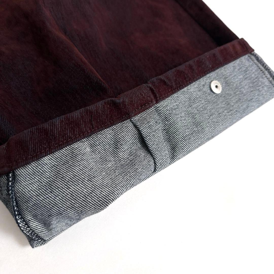 美品 MURUA フロッキーバレルレッグデニムパンツ ワイド ゆったり ボルドー