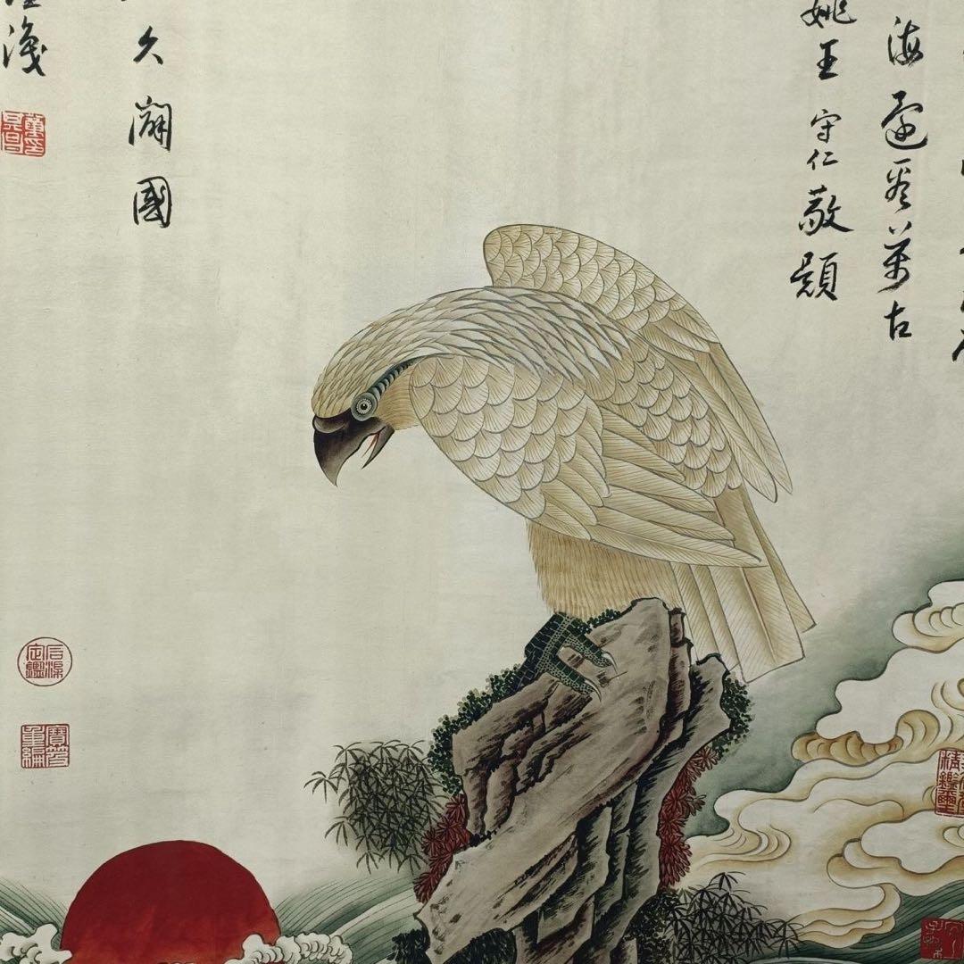 董其昌 鷹図 三尺中堂 掛軸 サイズ77×175cm