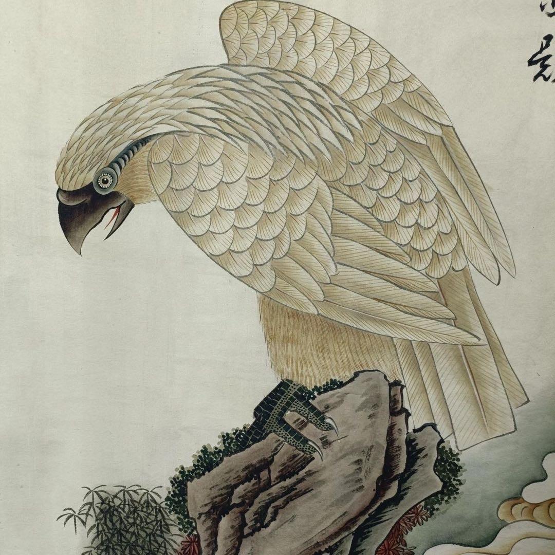 董其昌 鷹図 三尺中堂 掛軸 サイズ77×175cm