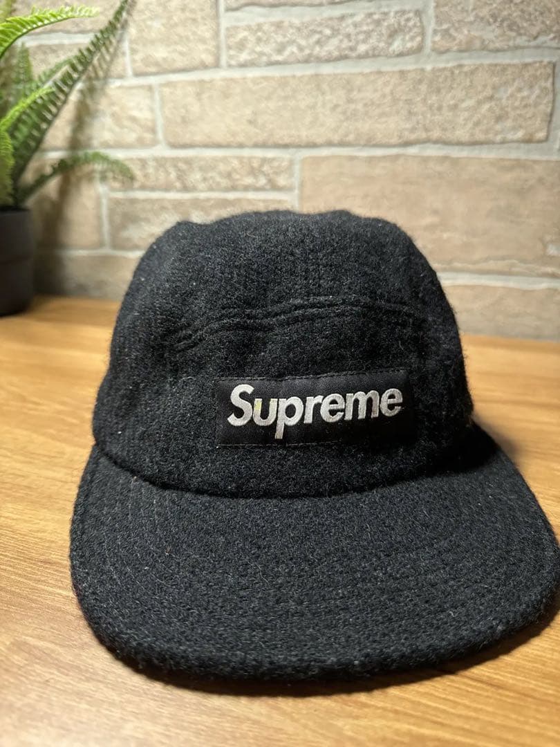 Supreme Harris tweed camp cap 黒