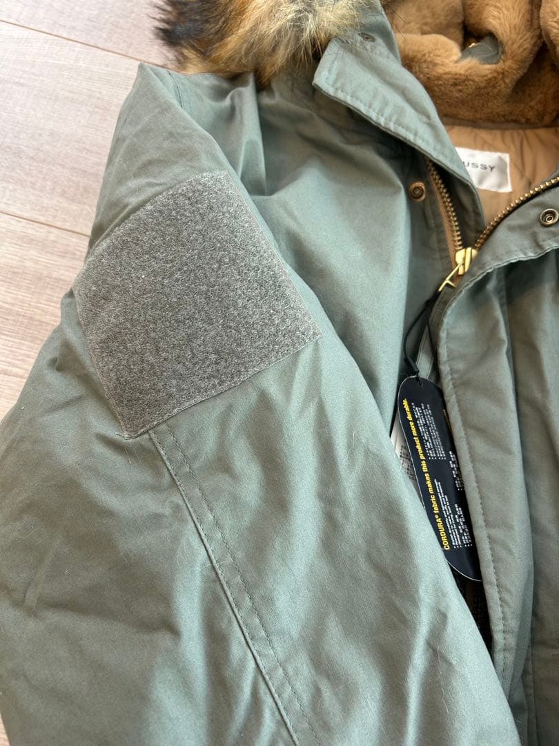 moussy オリーブグリーン ファー付きモッズコート