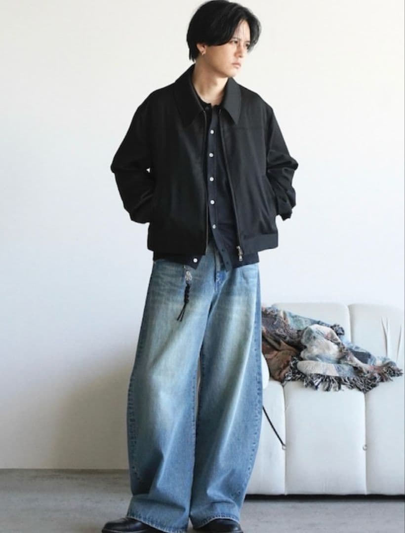 WYM　TECH WOOL GABARDINE ZIP BLOUSO Sブラック