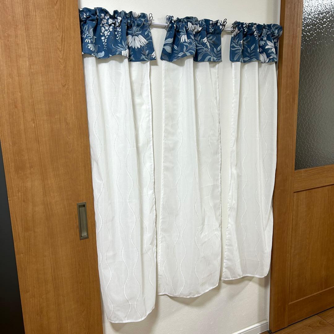 【ゆうぐれ】フリル付ミラーレースカフェカーテン　３枚　オーダー品