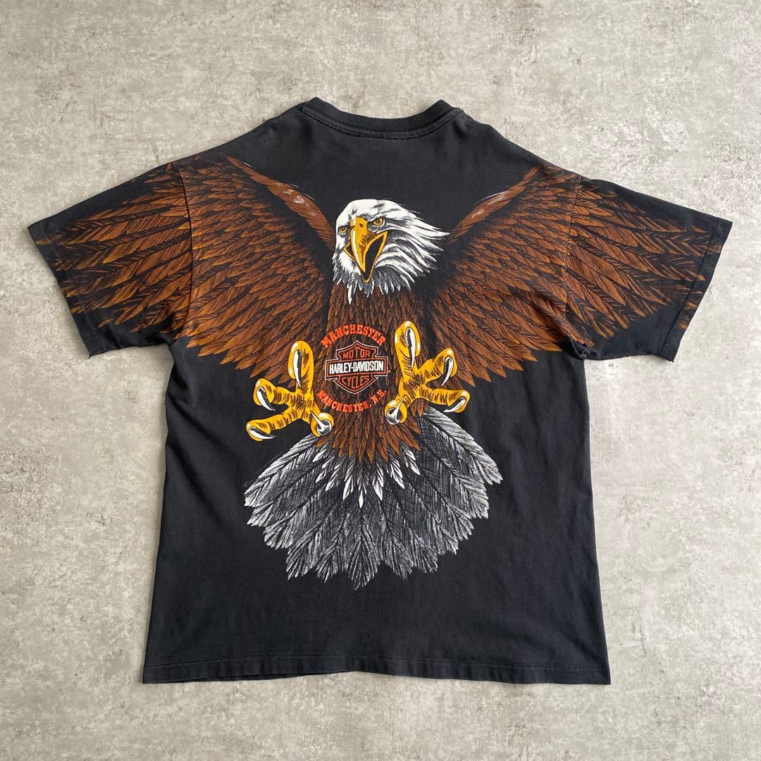 スペシャル90sハーレーダビッドソン大版イーグルTシャツUSA製ブラック黒L