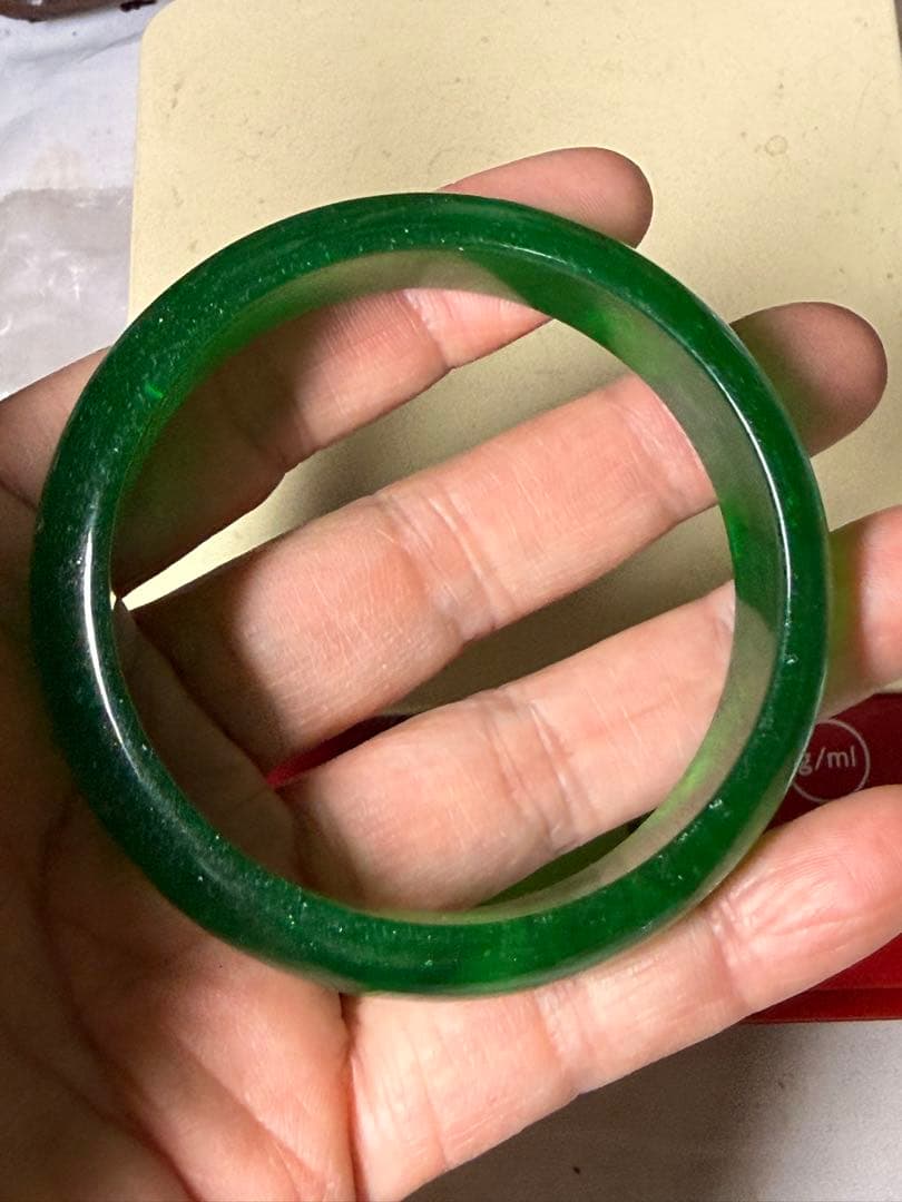 絶品　ミャンマー翡翠　氷種大バングル