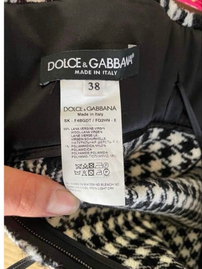 【新品】Dolce&Gabbanaサイズ38千鳥スカート秋冬パーティーデート