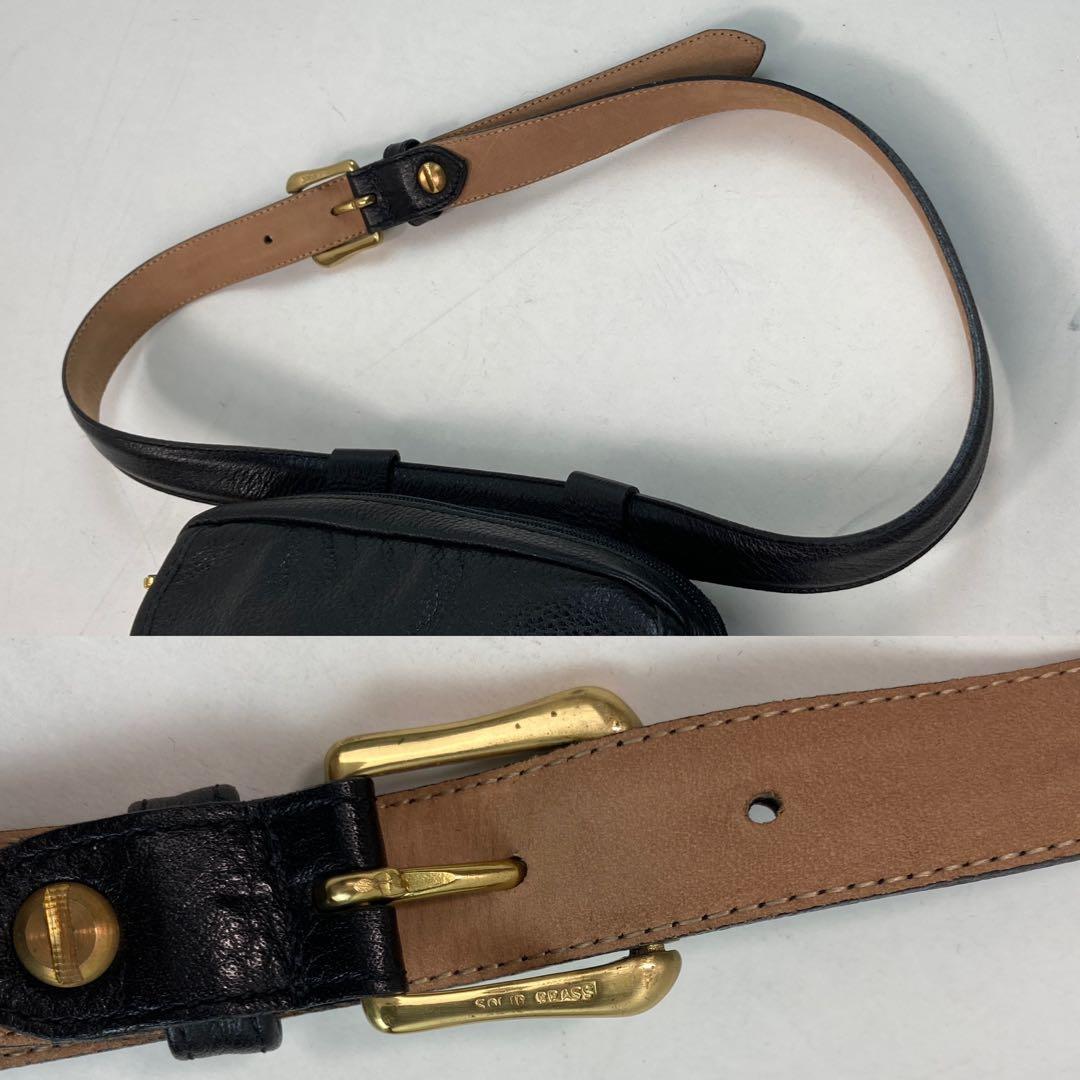 【美品】ロンシャン ボディバッグ ベルトバック レザー ゴールド金具 黒