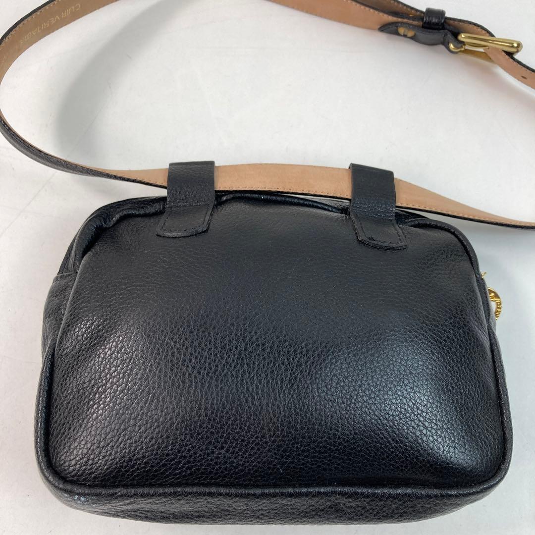 【美品】ロンシャン ボディバッグ ベルトバック レザー ゴールド金具 黒