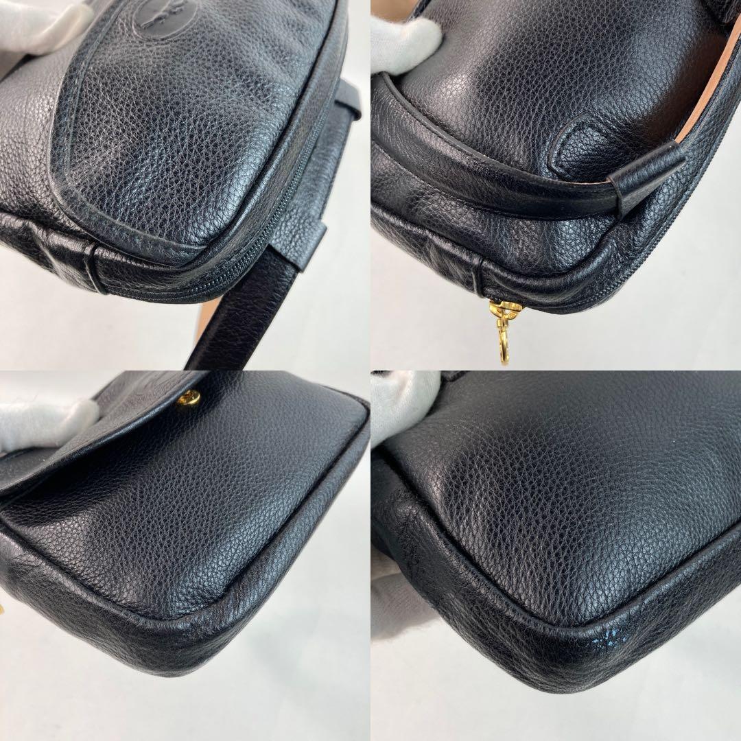 【美品】ロンシャン ボディバッグ ベルトバック レザー ゴールド金具 黒
