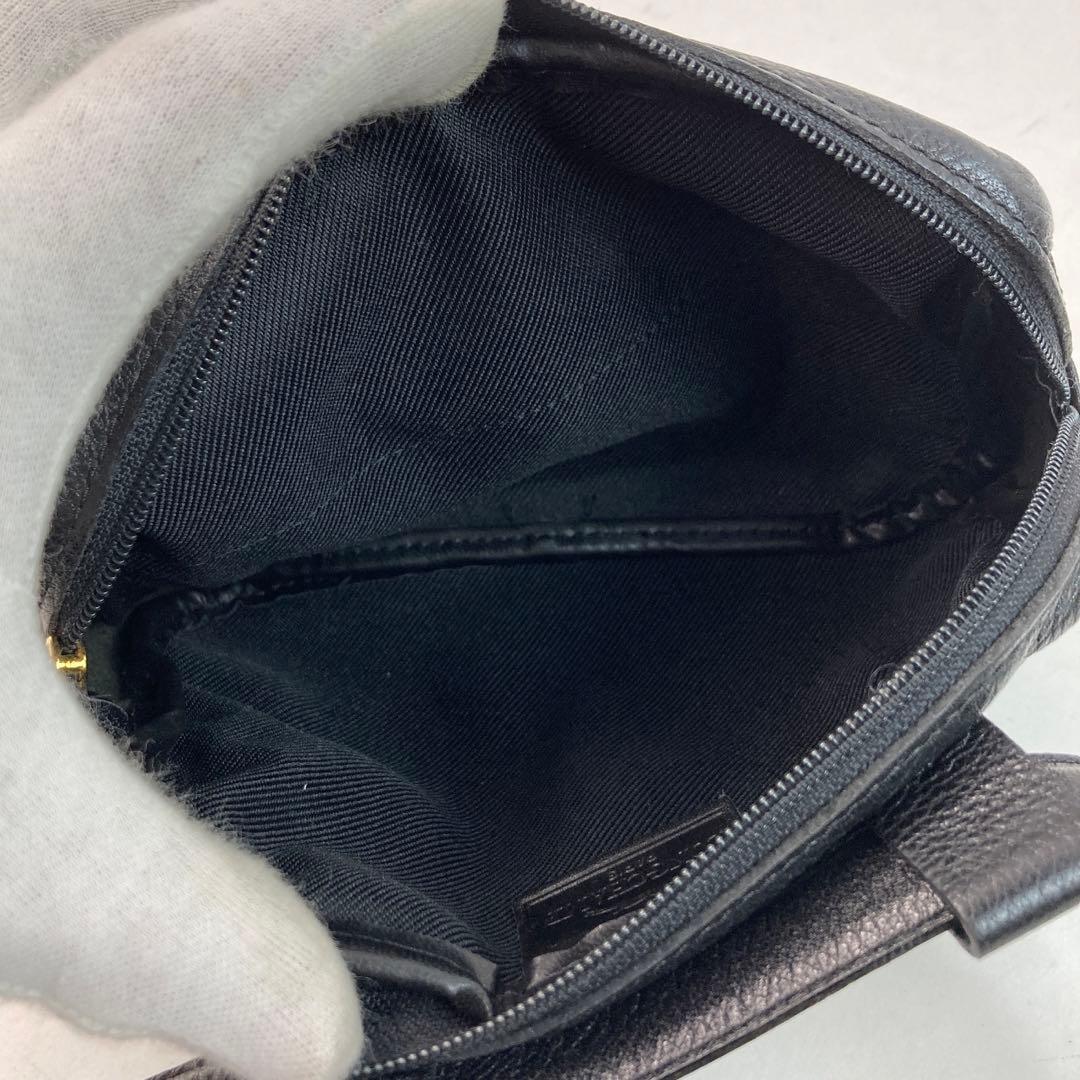 【美品】ロンシャン ボディバッグ ベルトバック レザー ゴールド金具 黒