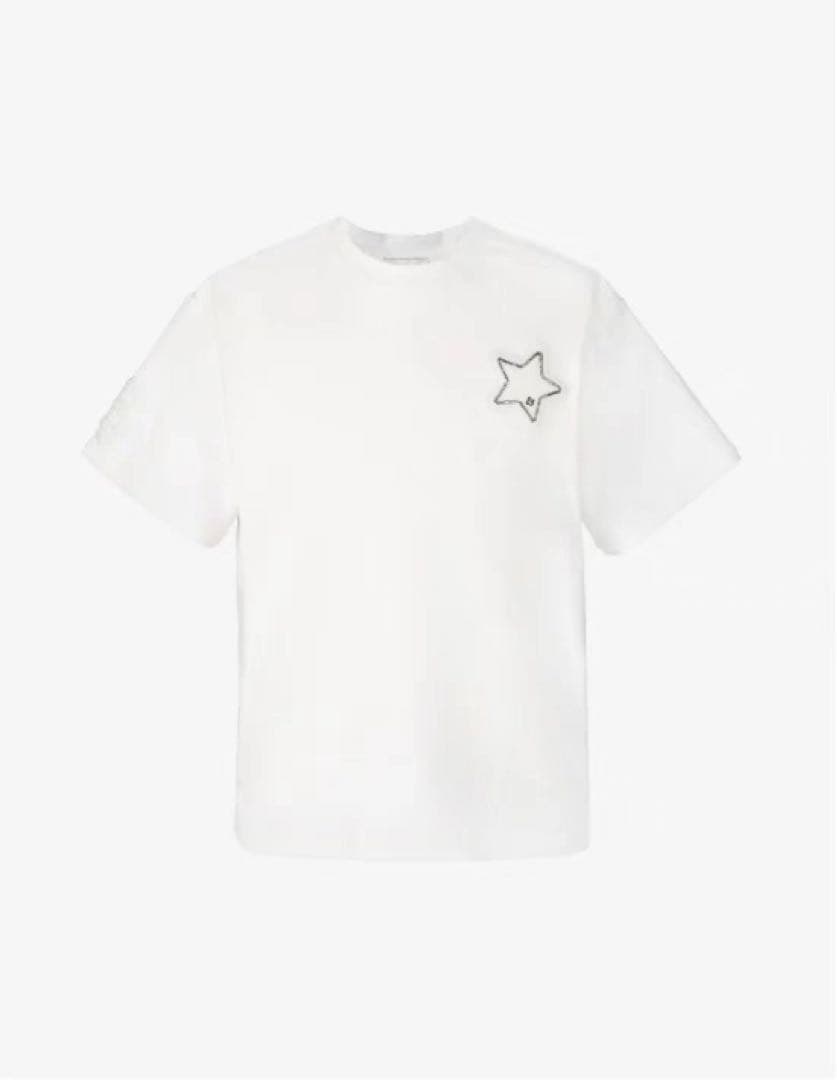 Bibiy. 星柄刺繍オーバーサイズTシャツ ホワイト