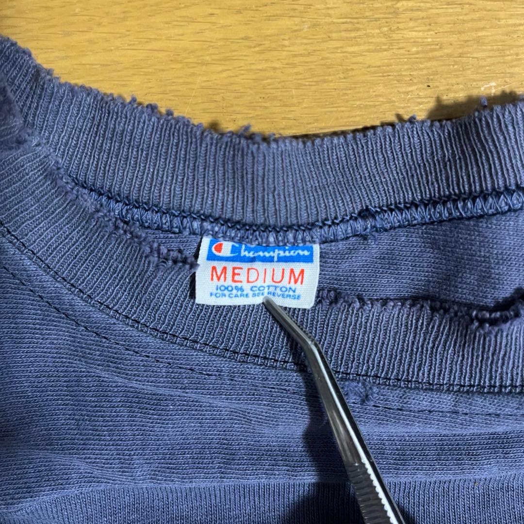70s チャンピオン フットボール Tシャツ バータグ ビンテージ ネイビー M