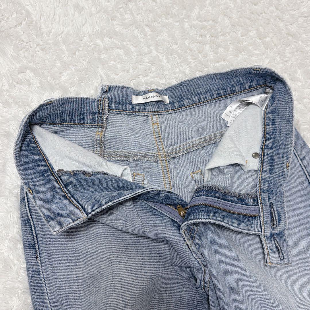 【美品】moussy CROSS WAIST WIDE ストレート サイズ1