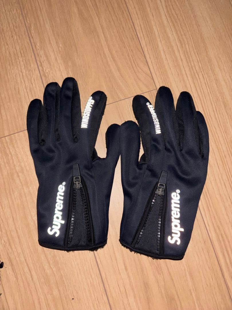 Supreme ブラック ジッパー付き手袋