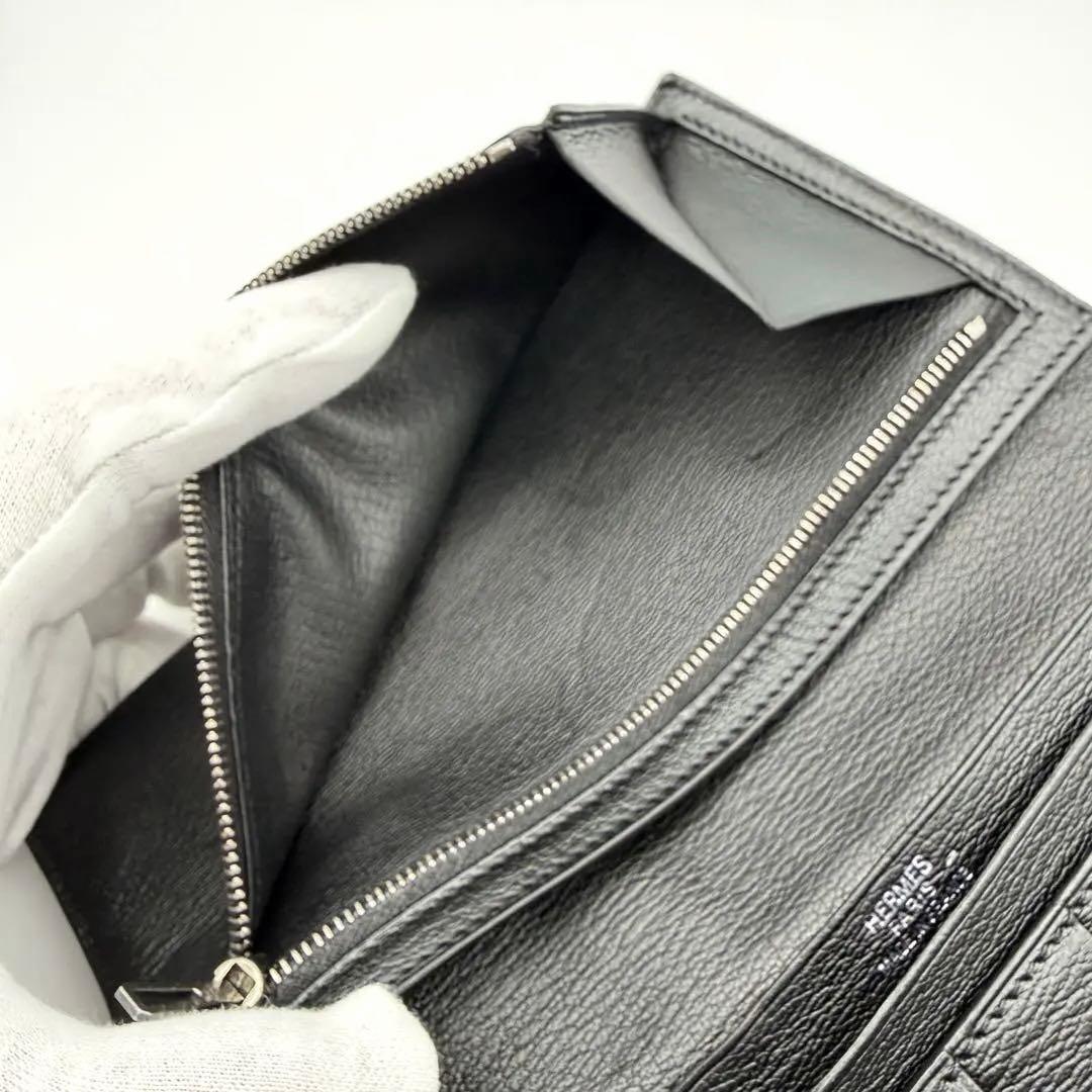 エルメス HERMES ベアン リザード 財布 □I刻印　ブラック　人気
