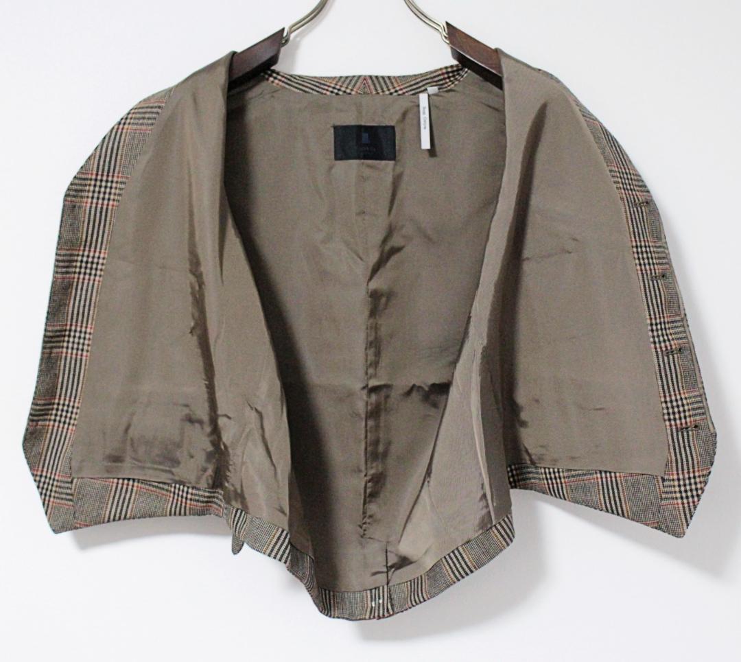 新品 ランバンコレクション 44000円 比翼ボタン グレンチェックベスト XL