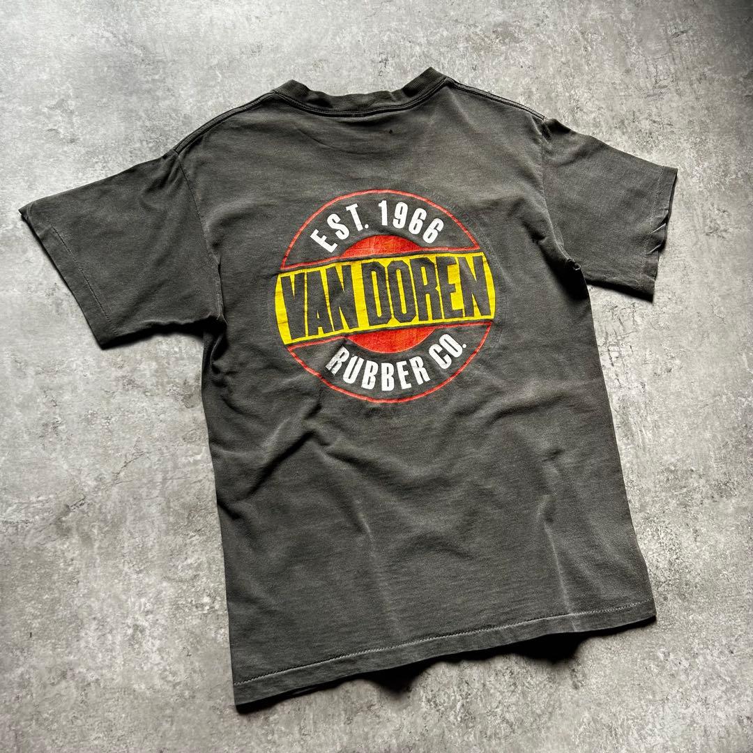 90s vans ヴィンテージtシャツ USA製 墨黒 M doren
