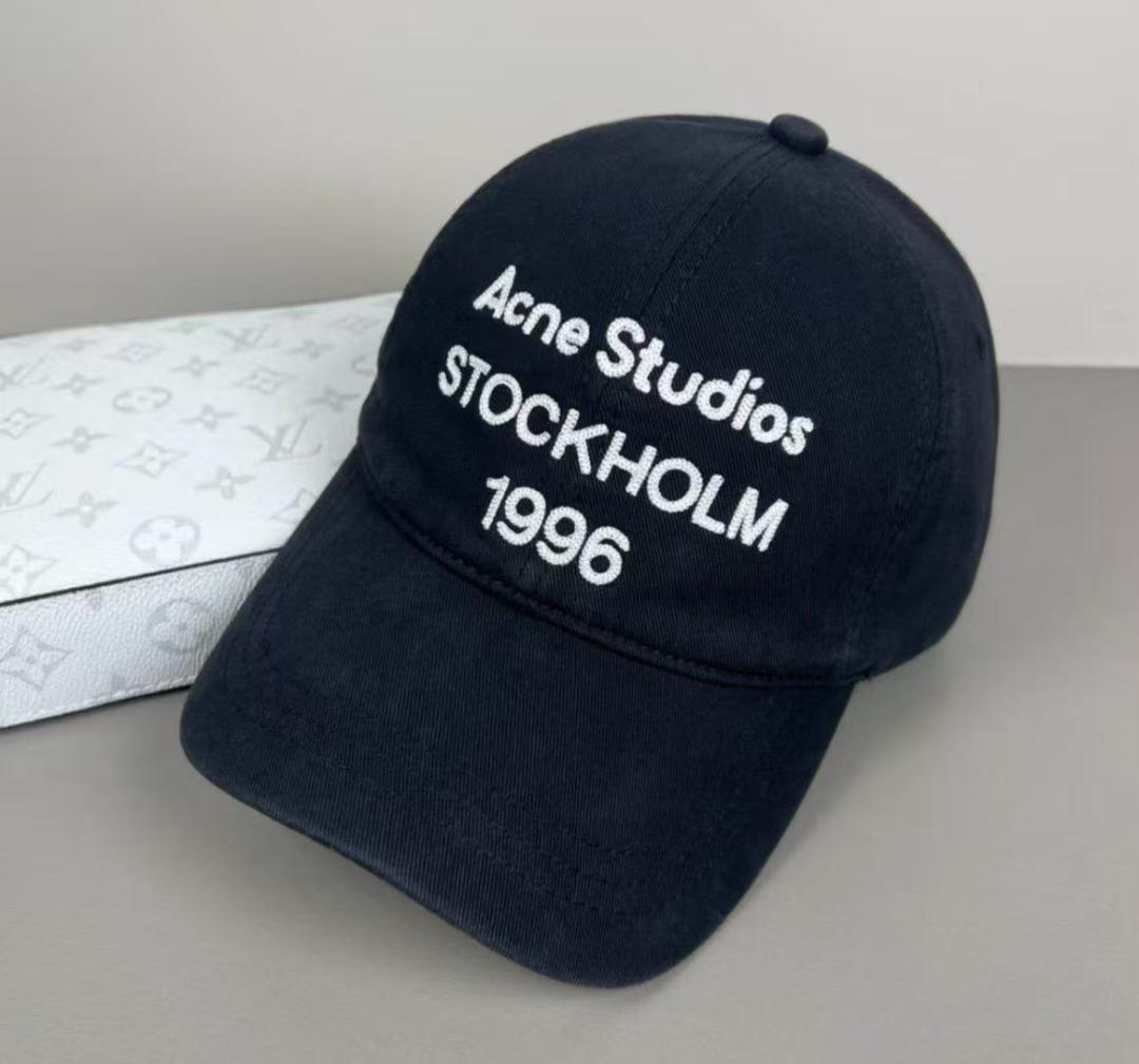 Acne Studios ロゴ キャップ ブラック コットン