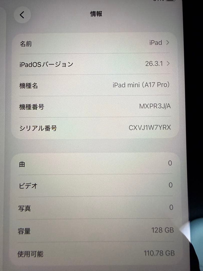 iPad本体 iPad mini 7 (A17Pro)128GB wifi+ Cellular