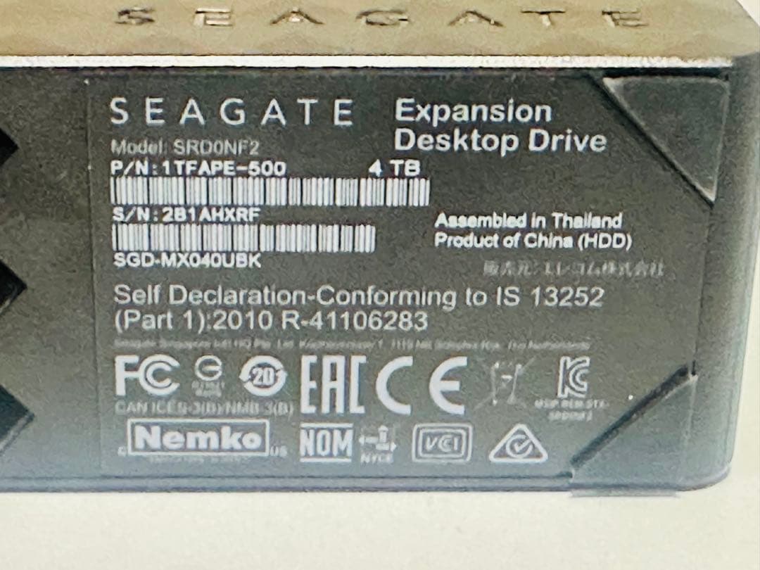 外付けハードディスク・ドライブ SEAGATE Expansion Desktop Drive 4TB