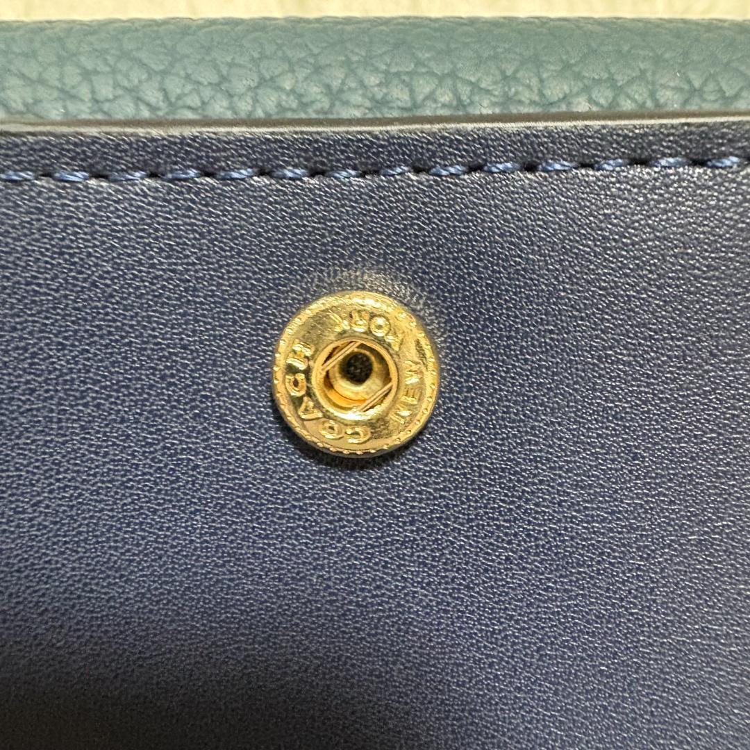 【極美品】COACH CF473 スモールモーガンウォレット　ブルーグリーン