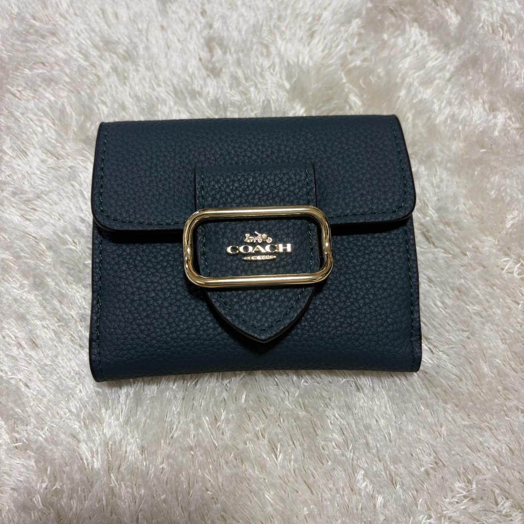 【極美品】COACH CF473 スモールモーガンウォレット　ブルーグリーン