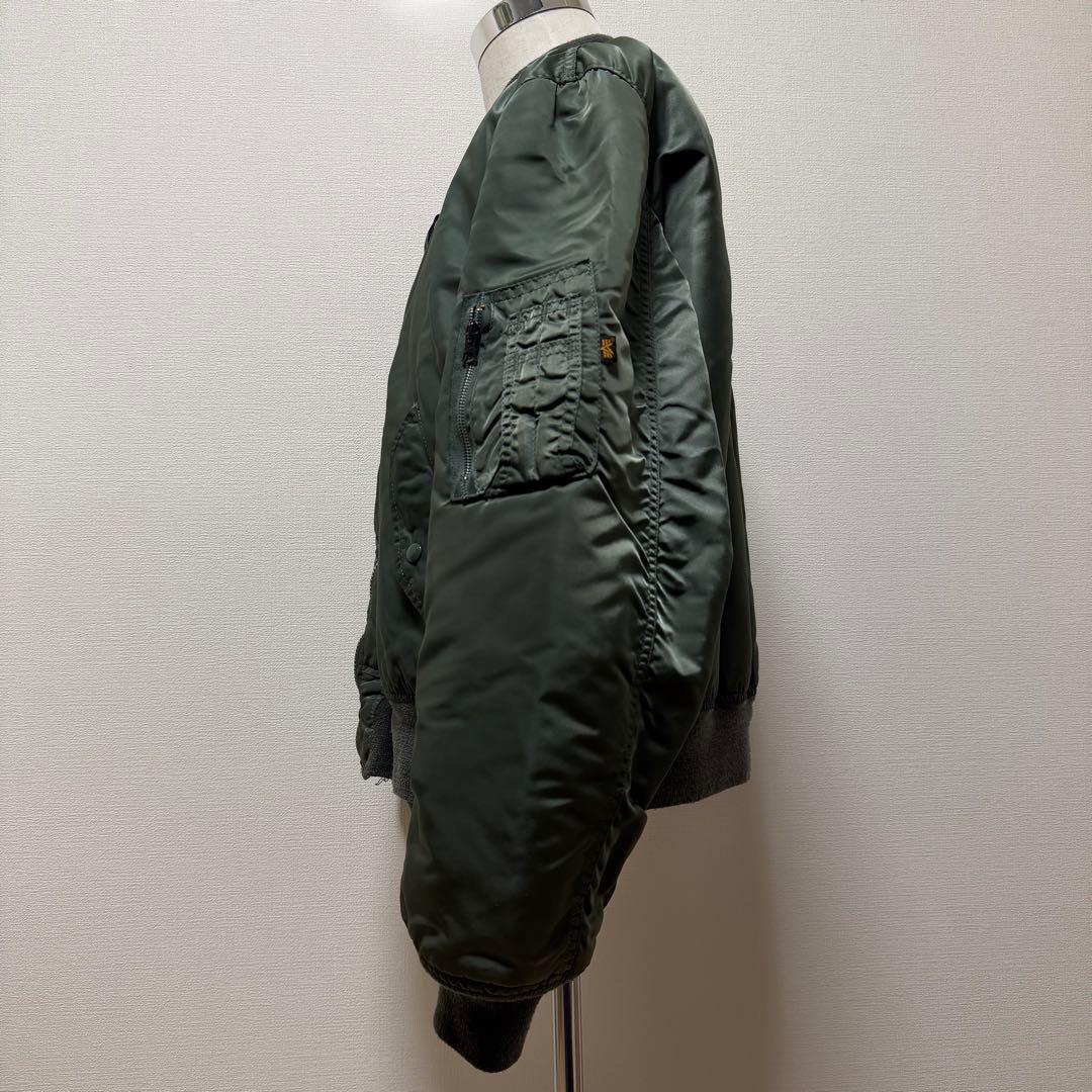 90s　アルファ　MA-1　USA製　セージグリーン　ロゴ　リバーシブル　XL