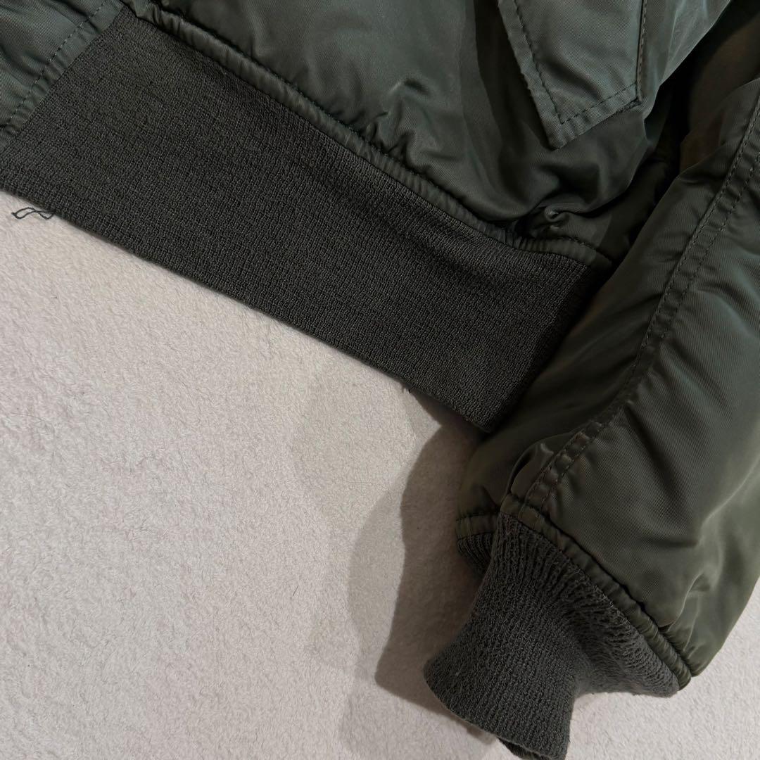 90s　アルファ　MA-1　USA製　セージグリーン　ロゴ　リバーシブル　XL