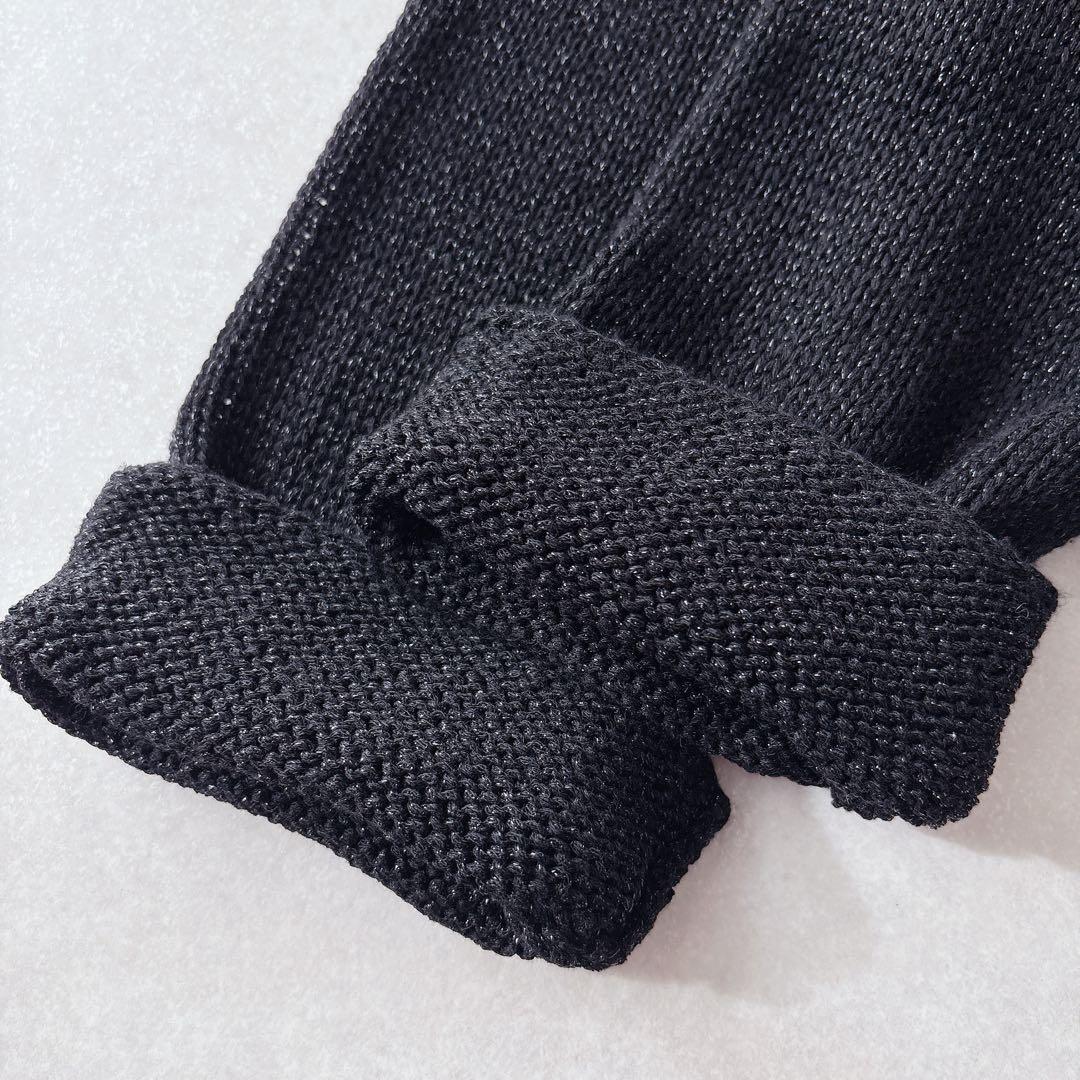 極美品★HERNO｜ラメニットスリーブ切替 ナイロンブルゾン ブラック 42