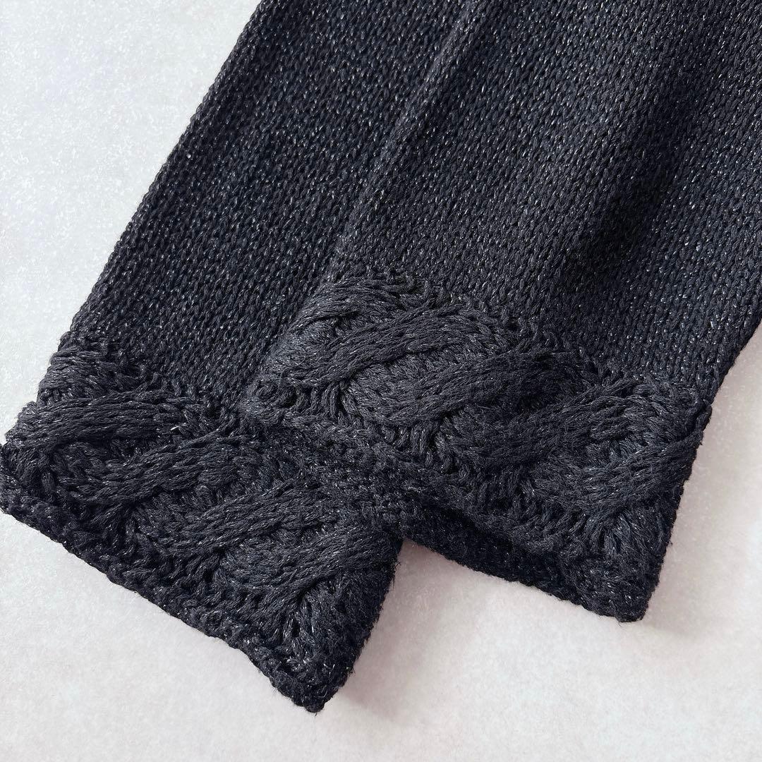 極美品★HERNO｜ラメニットスリーブ切替 ナイロンブルゾン ブラック 42