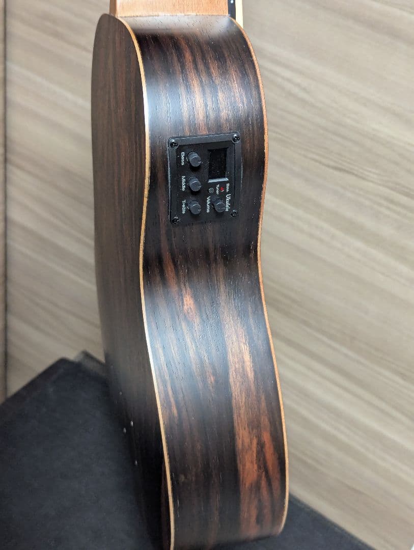 AKLOT ウクレレベース フレットレス 弦長510mm オールエボニー