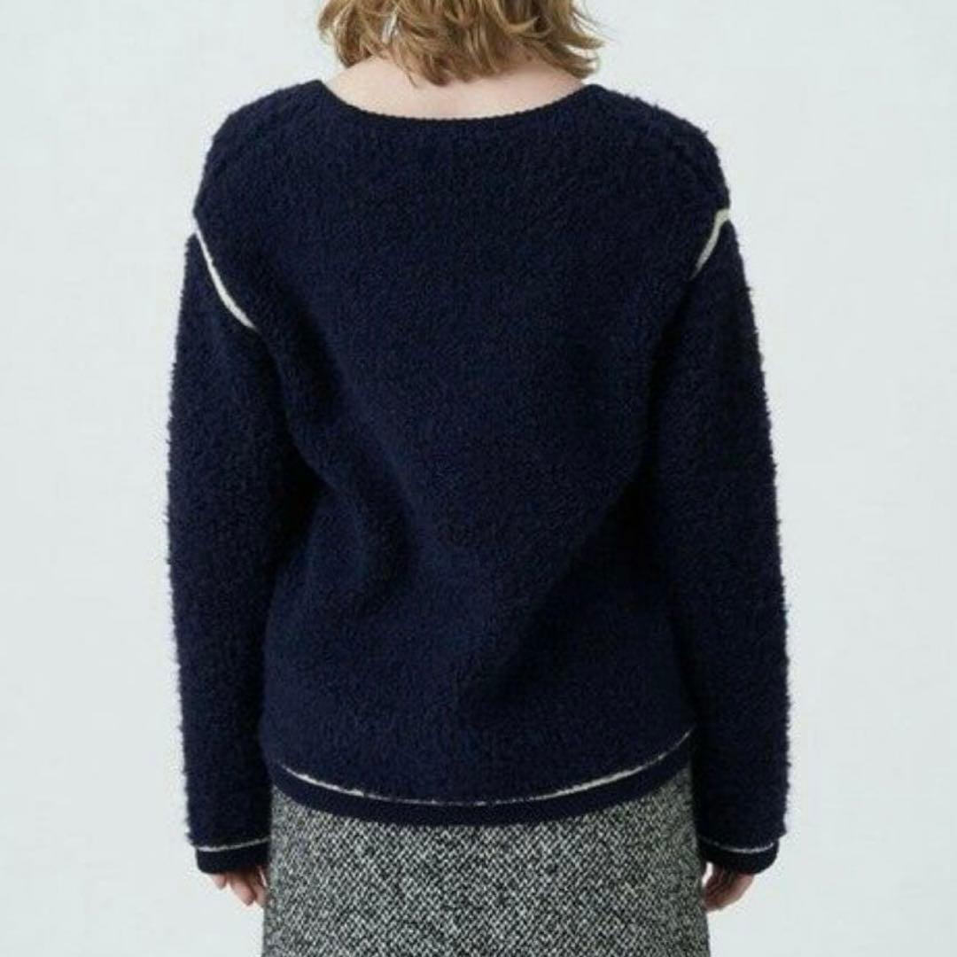 定価3.3万 MACPHEE ムートン Vネックカーディガン ネイビー