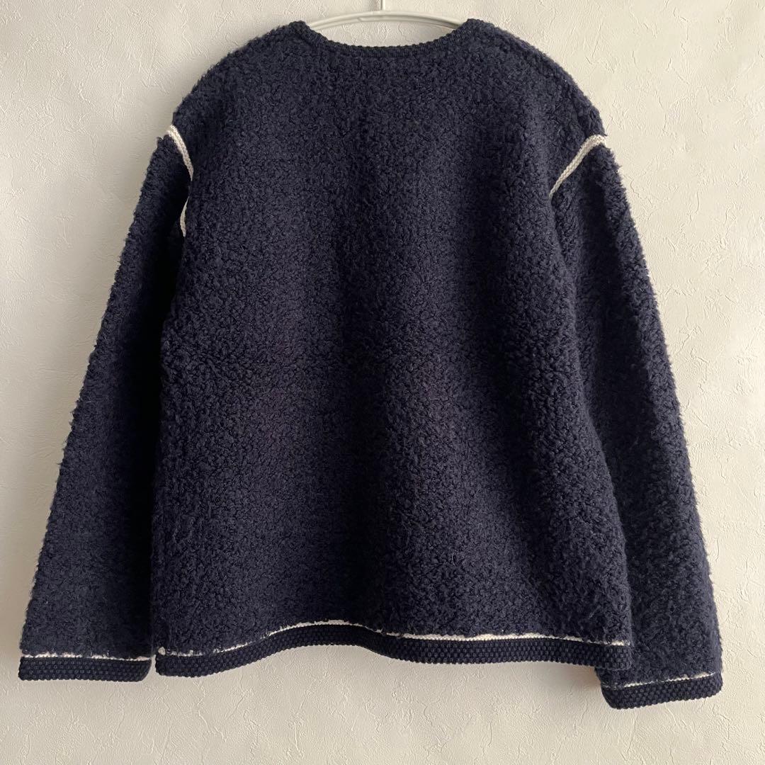 定価3.3万 MACPHEE ムートン Vネックカーディガン ネイビー