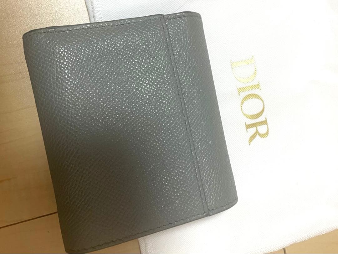 Dior 　モンテーニュ　折り財布　グレー　ミニ財布　本革　コンパクト