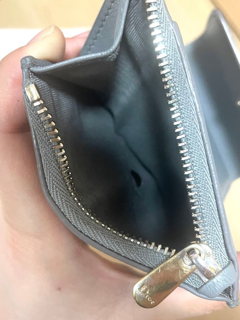 Dior 　モンテーニュ　折り財布　グレー　ミニ財布　本革　コンパクト