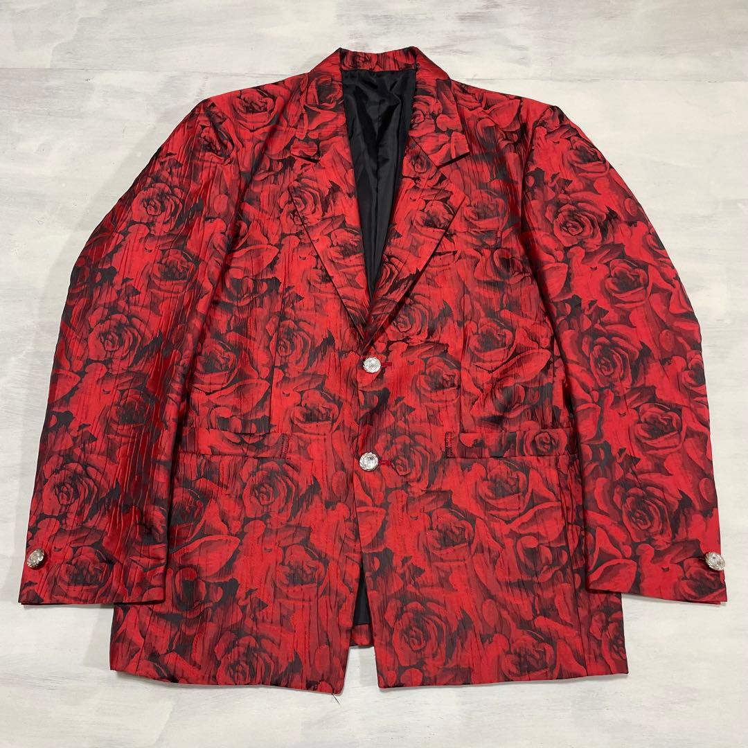 極美品 DROP HEAD バラ柄総柄　テーラードジャケット　L