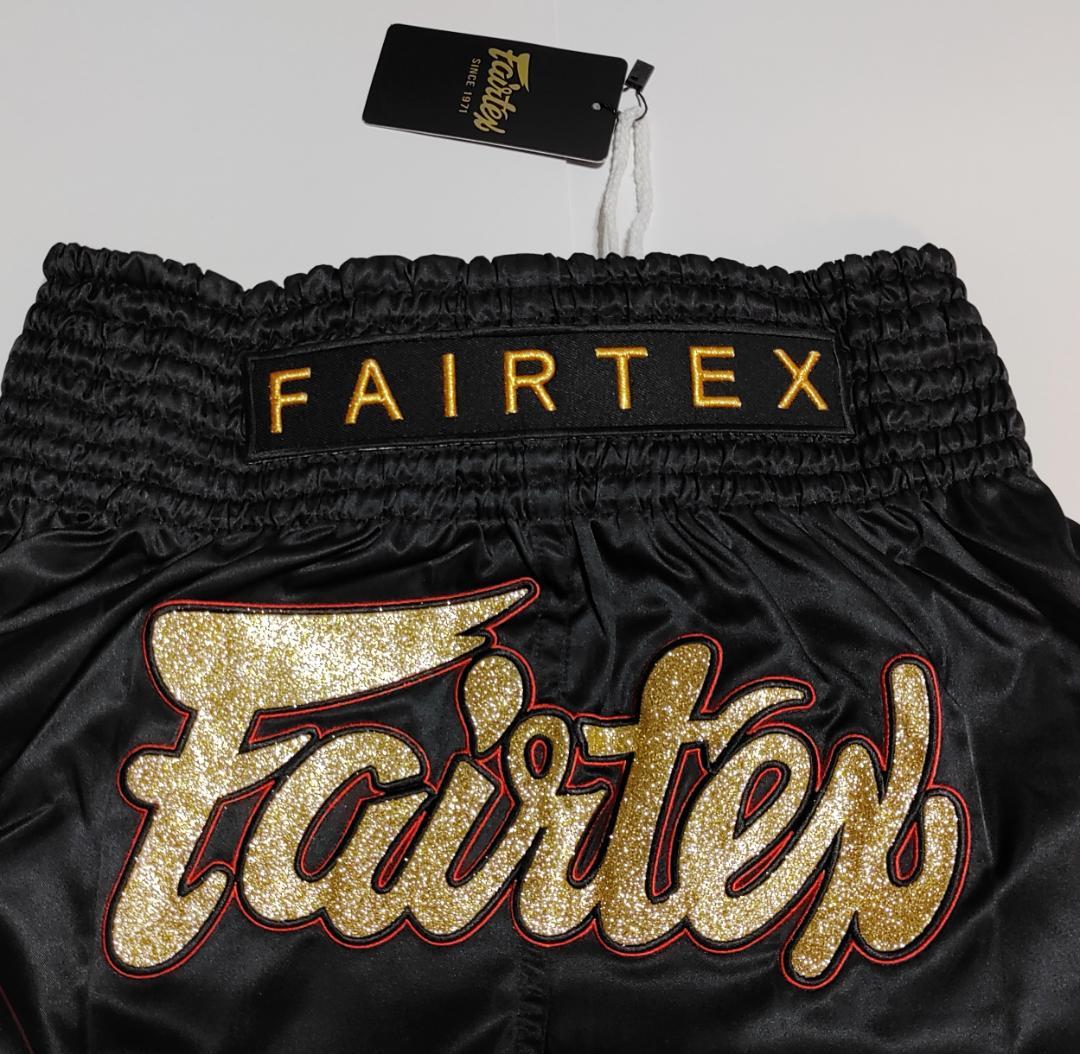 【Fairtex】ムエタイトランクス ブラック＆ゴールド M フェアテックス