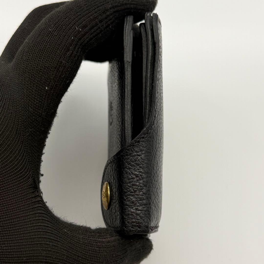 極美品 現行 イルビゾンテ　二つ折り財布　金ボタン　大容量　シボ革　ブラック