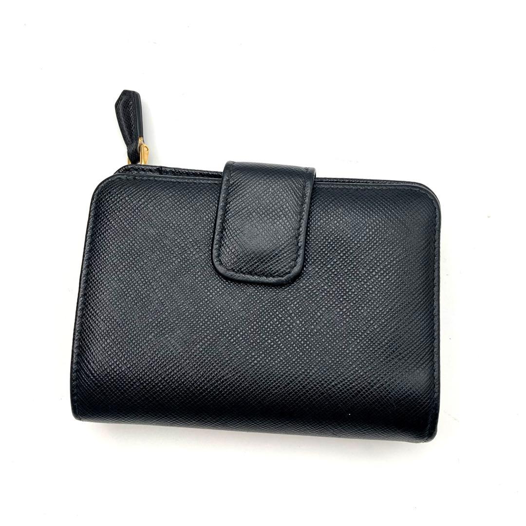 美品 PRADA IC搭載 サフィアーノ 黒バイカラー プラダ財布